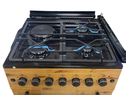 cuisinière-delta-trendy-line---dso-606tlwd---4-feux-60-x-60---noir--wood---avec-plaque-chauffante---06-mois