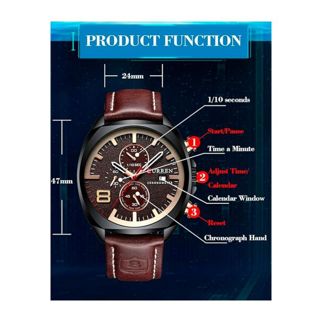 montres-à-bracelet-en-cuir-pour-hommes---classique---acier-inoxydable-étanche--chronographe---montre-à-quartz-analogique