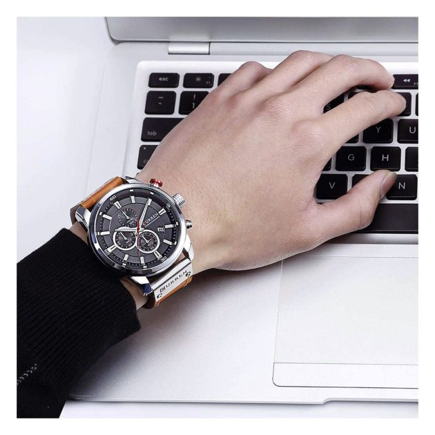quartz-montre-bracelet-pour-hommes---bracelet-en-cuir-chronographe-étanche
