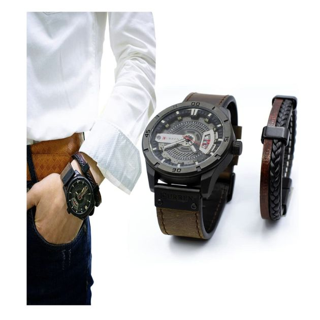 montres-–-ensemble-montre-homme-bracelet-cuir-et-bracelet-tendance-avec-fermoir-magnétique-+-coffret-cadeau