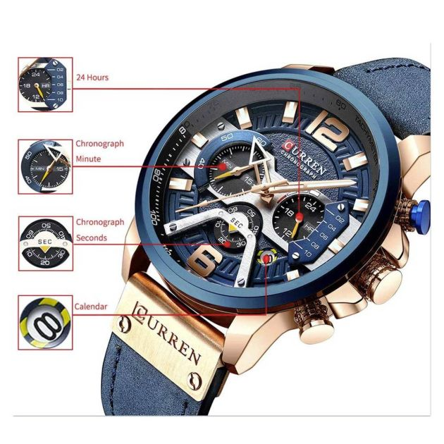 curren-montre-étanche-en-acier-inoxydable-pour-homme---doré-bleu