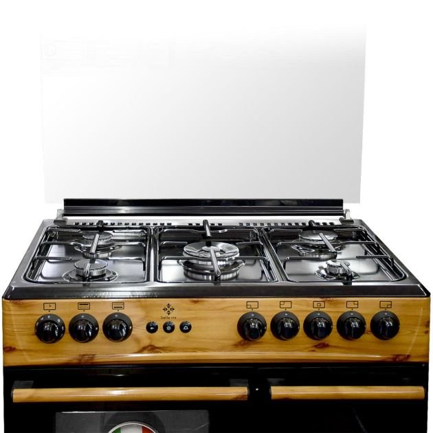 cuisinière-à-gaz-belle-vie---5-feux---port-bouteille-à-gaz---60-x-90-cm---bois/noir---garantie-de-6-mois