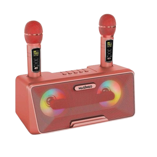 machine-de-karaoké-masingo-pour-adultes-et-enfants-avec-2-microphones-sans-fil---rose-vif