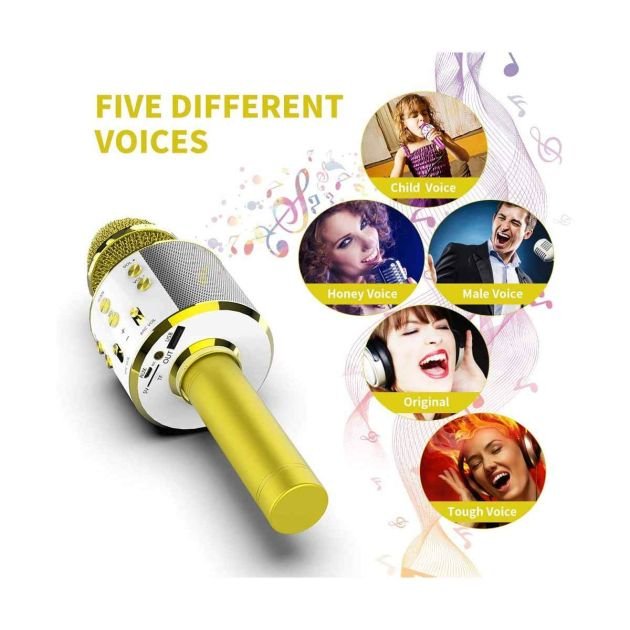 microphone-de-karaoké-sans-fil-bluetooth---micro-rechargeable---pour-enfants-et-adultes---or