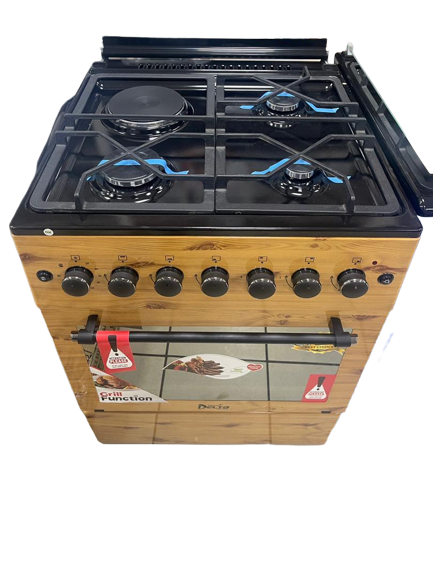 cuisinière-delta-trendy-line---dso-606tlwd---4-feux-60-x-60---noir--wood---avec-plaque-chauffante---06-mois