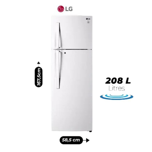 réfrigérateur-double-battant---lg--gl-g322rqbb-no-frost---208l---blanc---12-mois-de-garantie