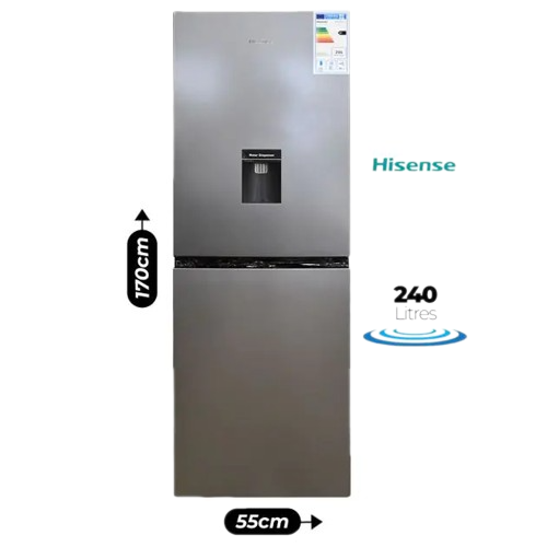 réfrigérateur-combine---hisense---rd34dc4sb---avec-distributeur-d'eau---240l---argent---6-mois
