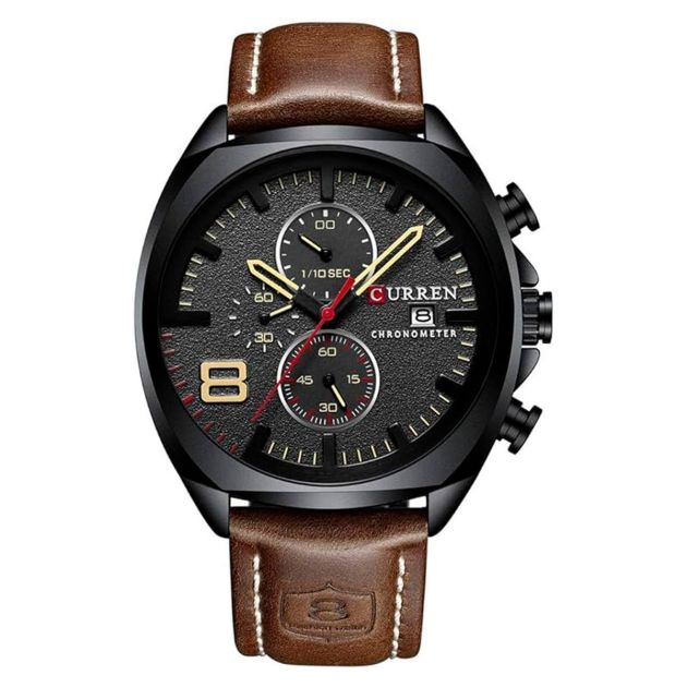 montres-à-bracelet-en-cuir-pour-hommes---classique---acier-inoxydable-étanche--chronographe---montre-à-quartz-analogique