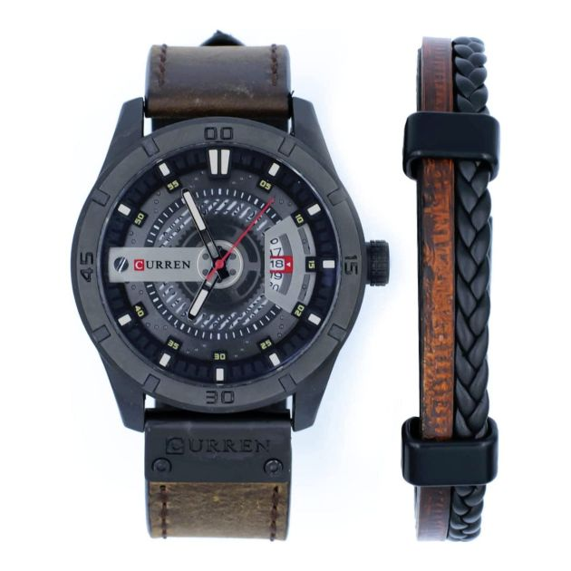montres-–-ensemble-montre-homme-bracelet-cuir-et-bracelet-tendance-avec-fermoir-magnétique-+-coffret-cadeau