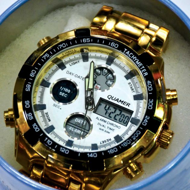montre-quamer-en-acier-inoxydable-or