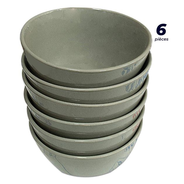bols-résistants---6-pièces---céramique-recouverte-d'alliage-de-porcelaine---compatible-micro-ondes-et-lave-vaisselle---gris