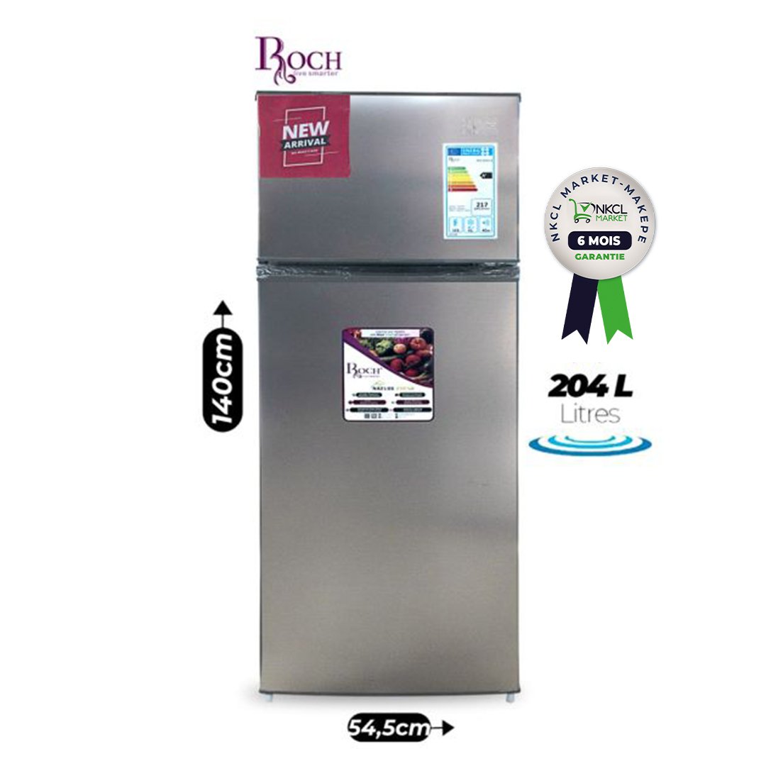 réfrigérateur-double-porte-–-roch-–-rfr-255dt-a-–-204-litres-–-tropicalisé-–-drainage-automatique-–-classe-énergétique-économique-–-garantie-12-mois