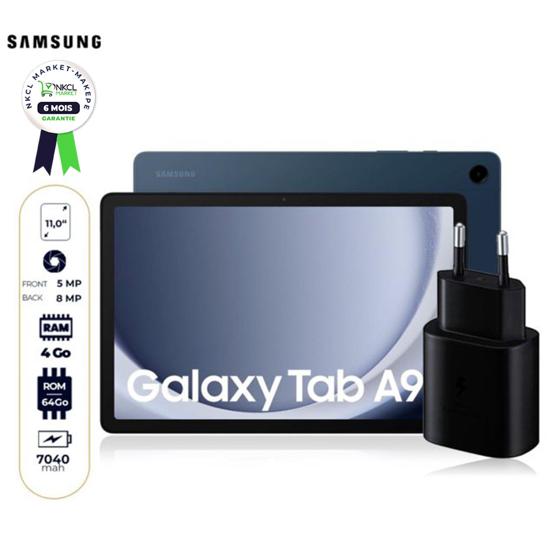 tablette-samsung-galaxy-tab-a9+-(2023)---64-go/4go-ram---11"---7040-mah---8mp/5mp---1nano-sim---garantie-6-mois-+-boitier-de-recharge-original-samsung-25w