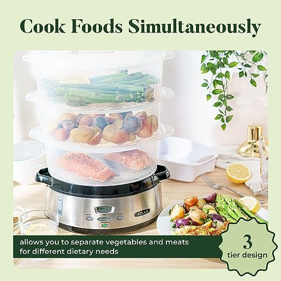 bella-cuiseur-vapeur-numérique-à-trois-niveaux-de-9,5-l,-cuisson-simultanée-saine