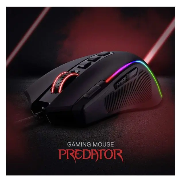 souris-filaire-gaming-redragon,-predator-dpi-11-boutons-programmables-500---8000-dpi