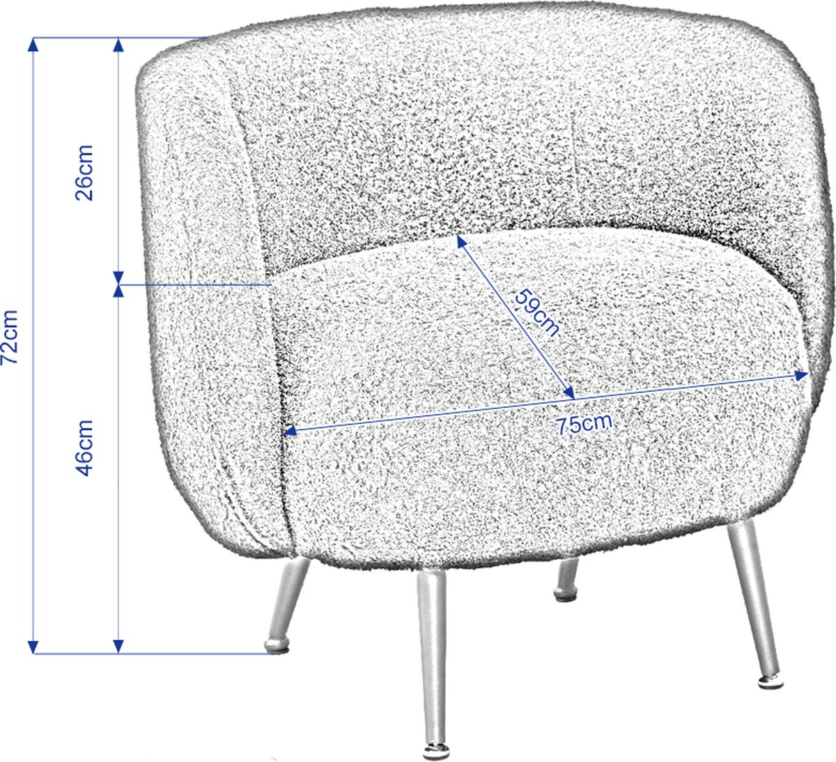 fauteuil-nuvolix-"lima"---bouclé---fauteuil-relax---chaise-longue---noir