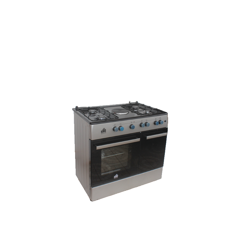 cuisiniere-kingmaker-90x60---4-foyers-a-gaz--1-foyer-electrique-automatique-+-porte-bouteille-garantie-12-mois