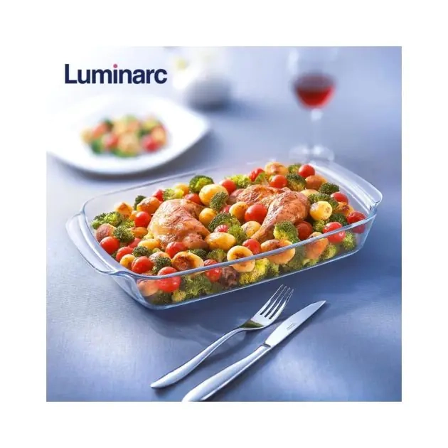 lot-de-2-plats-à-four-rectangulaire(-3,3-l-+-1,9-l-)-en-verre-trempé---luminarc