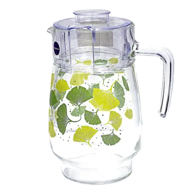 ensemble-de-verres-+-carafe-ultra-resistant-à-motif-fluerie-vert-(jus,-eau-et-cocktail)---luminarc-ammaris---7-pieces---27cl---1,6l