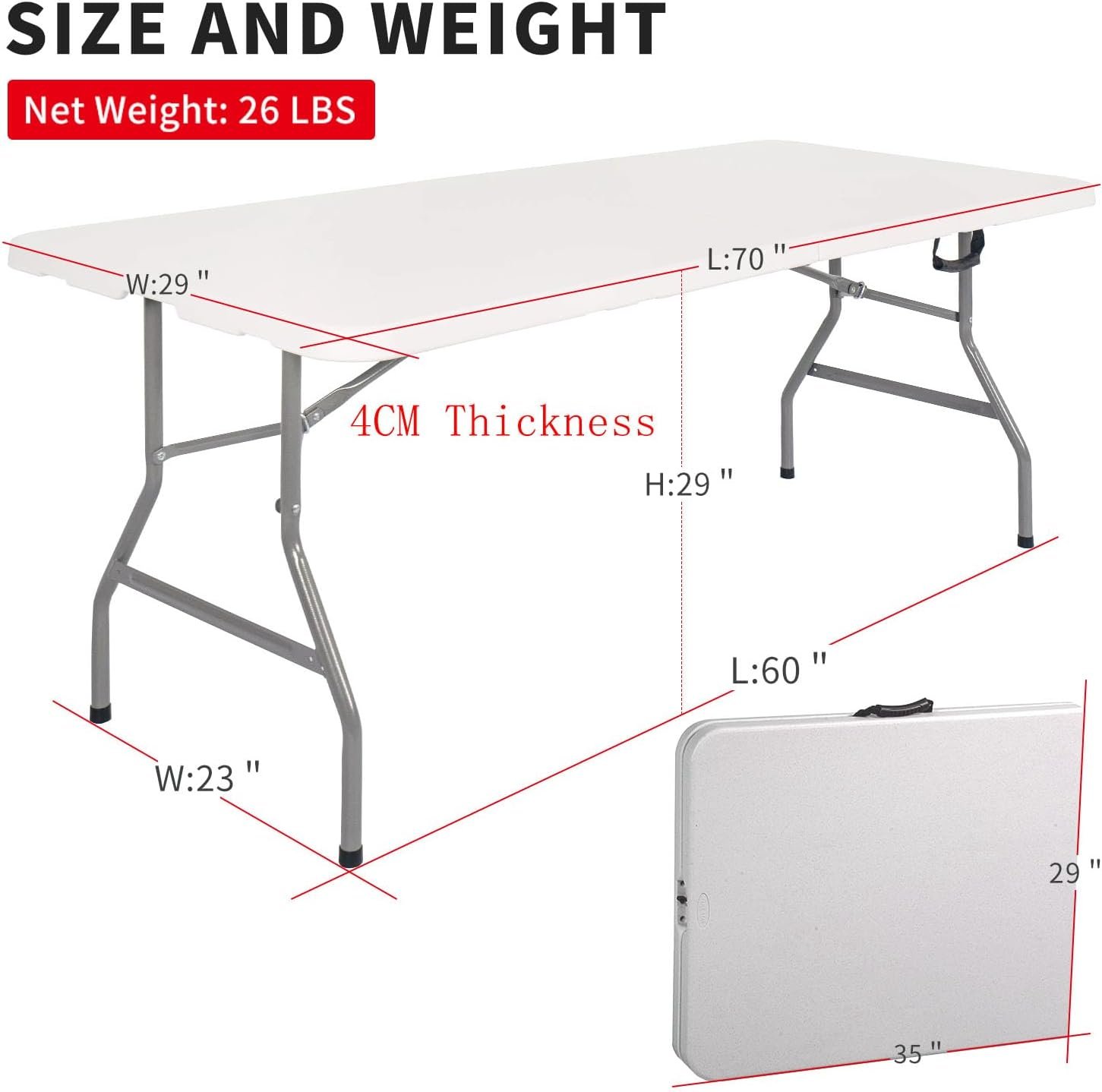 actask-table-pliante-de-1,8-m-(4-cm-d'épaisseur)-portable-et-compacte-pour-pique-nique,-camping,-fête,-jardin-–-table-portable-facile-à-transporter-avec-poignée-de-transport-(blanc)
