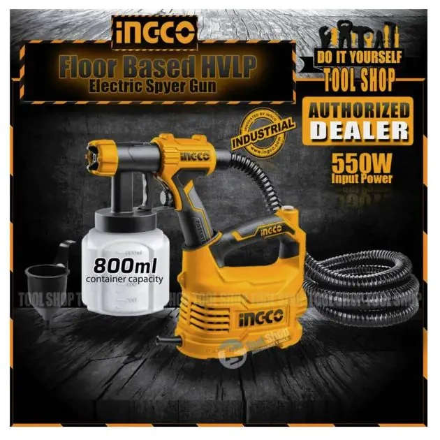 pistolet-à-peinture-électrique-portable-hvlp---ingco-spg5008---a-base-de-sol---550w---800-ml---6-mois