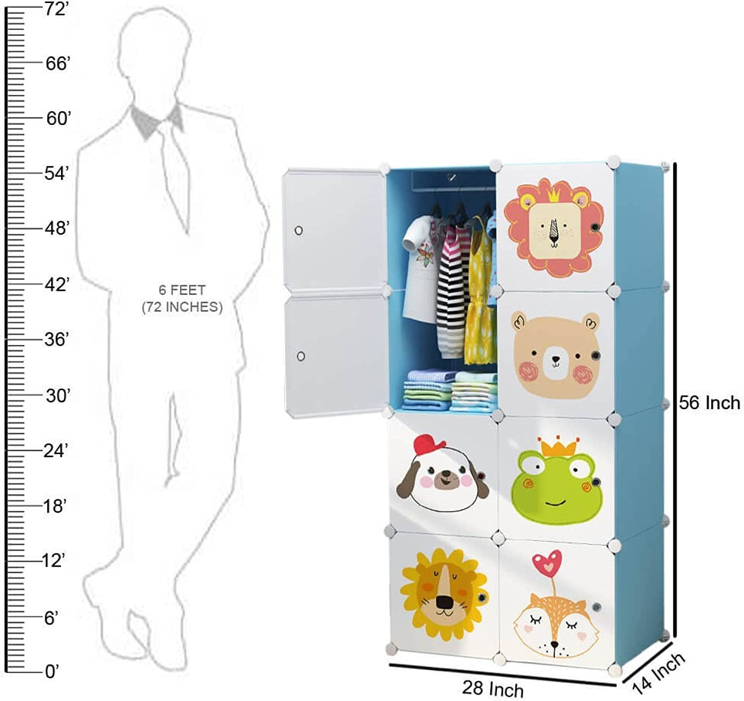 penderie-dÉmontable-(armoire-chambre-meuble-rangement)---blanc---bleu.