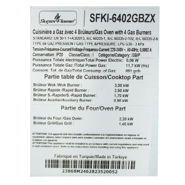 cuisinière-à-gaz---super-flame---full-option---4-feux---60-x-60-cm---sf-ff6402gbzx---avec-panneau-de-contrôle-digital---rouge---6-mois-de-garantie