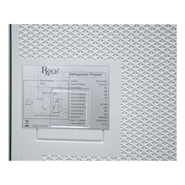réfrigérateur-combiné---roch---rfr-325dbl---260-litres---gris---garantie-6-mois