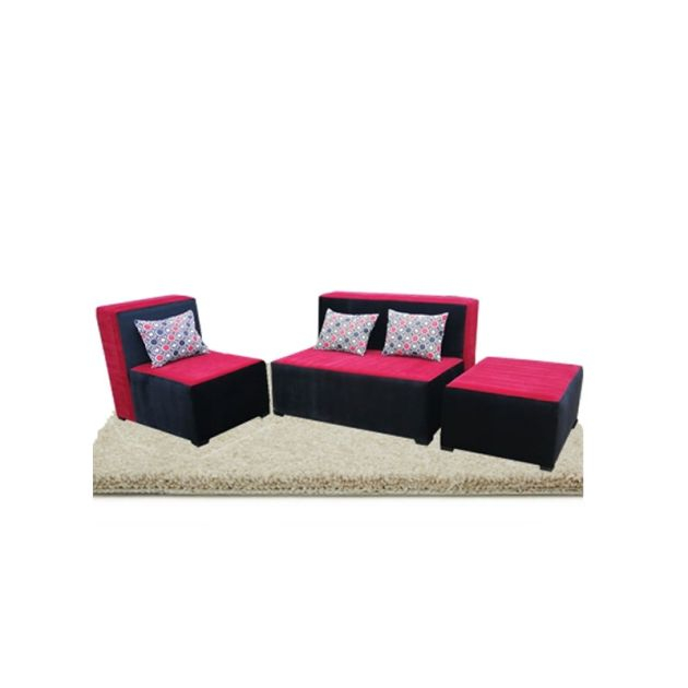 salon-kizo-moderne---100%-velours---très-confortable---noir/rose