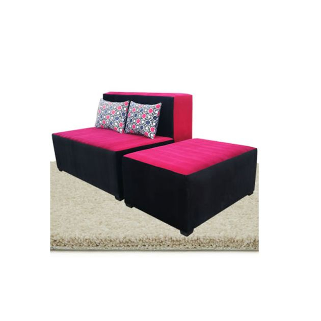 salon-kizo-moderne---100%-velours---très-confortable---noir/rose