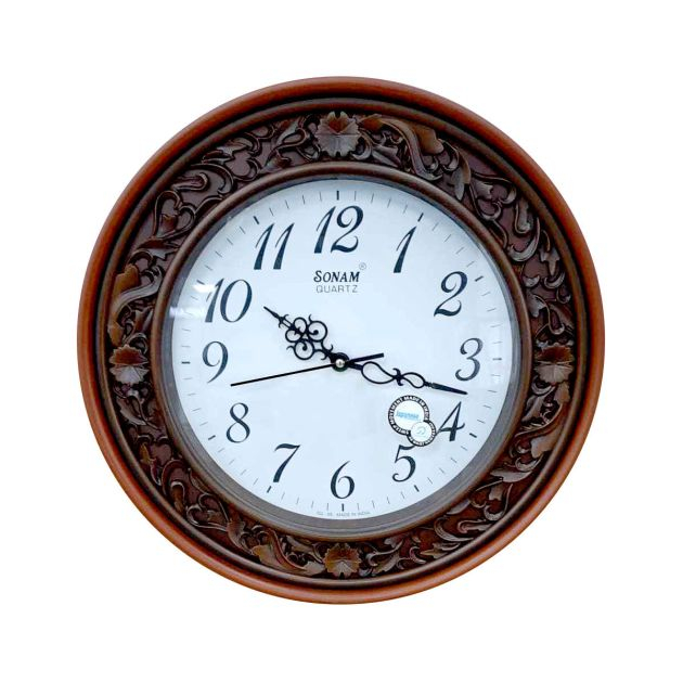 horloge-murale---sonam---forme-rond---plastic---marron
