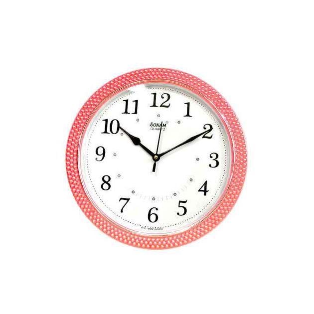 pendule-murale-classique-sonam---circulaire---plastique---rose