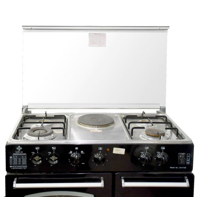 cuisinière-4-feux-+-une-plaque-chauffante---belle-vie---50-x-90-cm---avec-port-bouteille-à-gaz---noir---garantie-de-6-mois