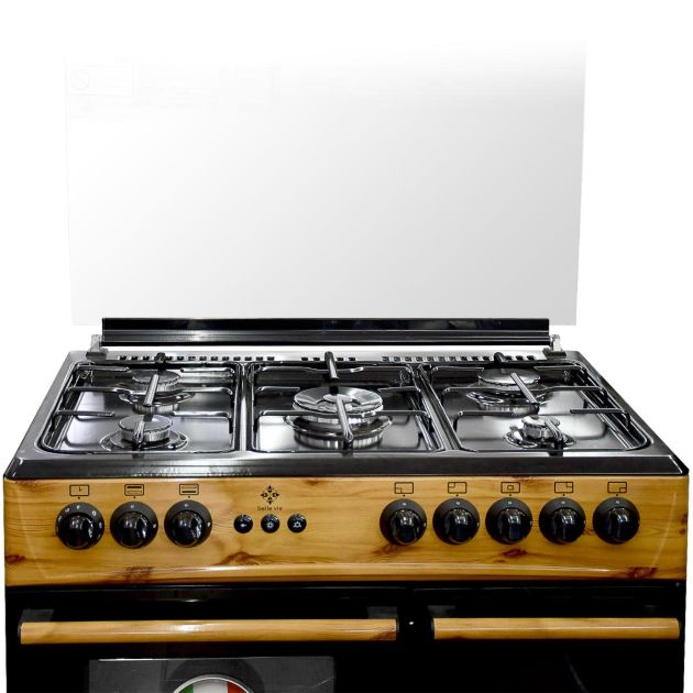cuisinière-à-gaz-belle-vie---5-feux---port-bouteille-à-gaz---60-x-90-cm---bois/noir---garantie-de-6-mois