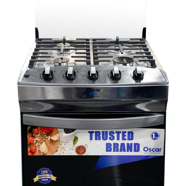 cuisinière-à-gaz-oscar---4-feux---50-x-50-cm---luxe-osc-60sdf---four-avec-grill-et-plateau-dégoûtage---argent---garantie-6-mois