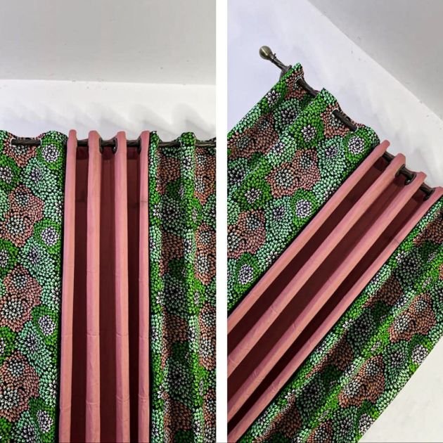 lot-de-2-rideaux-africain-occultant-(lourd)-&-voilage-transparent---saumon-&-fleuri