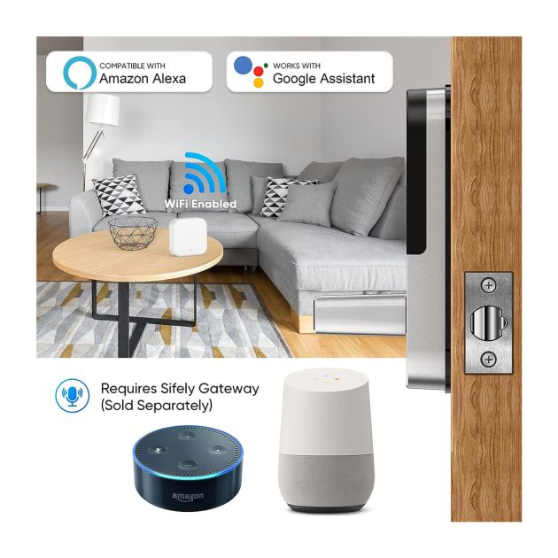 serrure-de-porte-d'entrée-sans-clé-sifely---clavier-numérique---empreinte-digitale,-biométrique,-code-d'accès---6-mois