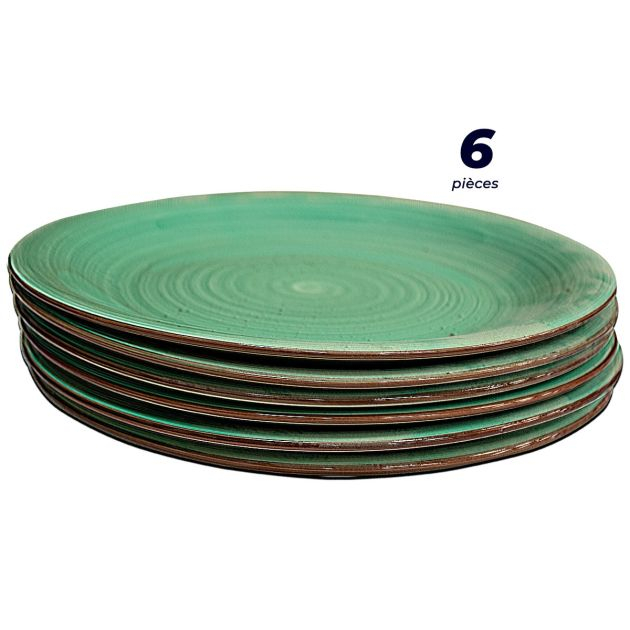 assiettes-rondes---lot-de-6-pièces---assiette-10.5-peinte-à-la-main---vert