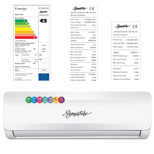 climatiseur-split-signature---1,25-cv---9000-btu---svac09kac-wht1---r410---avec-liaison---blanc---garantie-6-mois