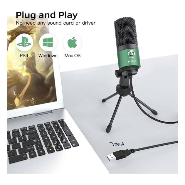 microphone-à-condensateur-en-métal---fifine-usb---k669b---pour-l'enregistrement-des-voix---vert