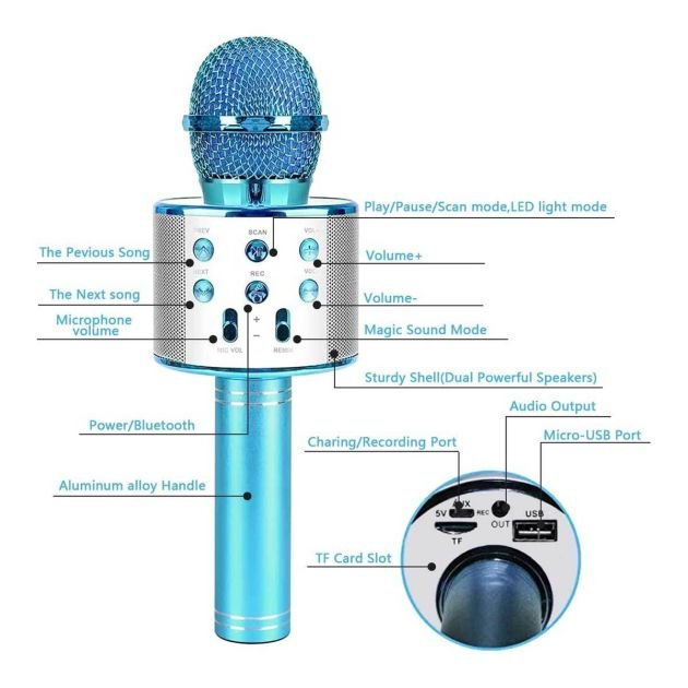microphone-de-karaoké-sans-fil-bluetooth--appareil-de-karaoké-portable-à-main--pour-enfants-adultes-bleu