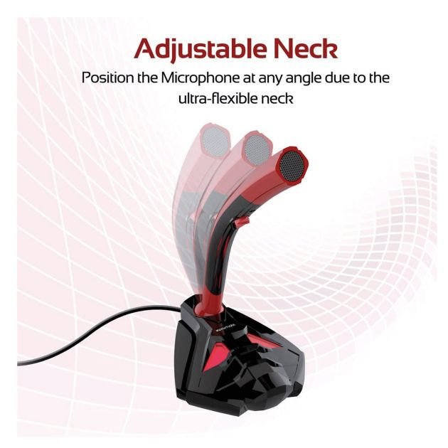microphone-de-bureau-promate---support-de-microphone-numérique-professionnel-jack-3,5-mm-avec-cou-réglable-pour-tous-appareils---enregistrement-audio---rouge