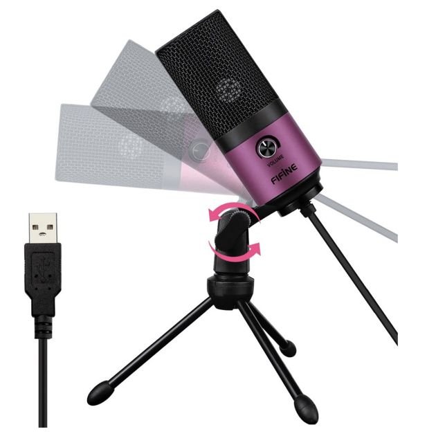 microphone-à-condensateur-en-métal---fifine-usb--k669b-pour-l'enregistrement-des-voix---rose-rouge
