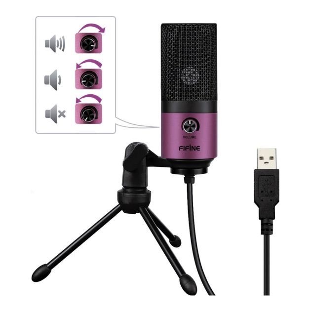 microphone-à-condensateur-en-métal---fifine-usb--k669b-pour-l'enregistrement-des-voix---rose-rouge