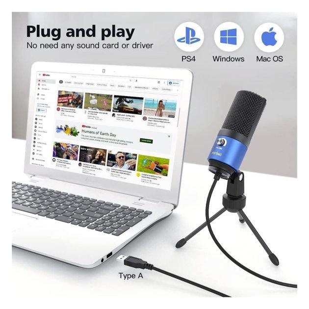 microphone-à-condensateur-en-métal--fifine-usb--k669b-pour-l'enregistrement-des-voix---bleu