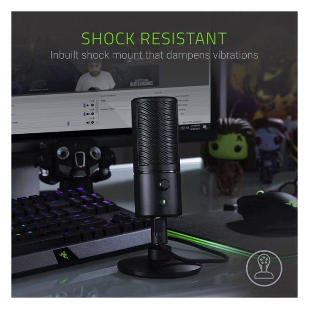 microphone-streaming-usb-razer-seiren-razer-usa-ltd---qualité-professionnelle---support-antichoc-intégré---aluminium-anodisé---noir-classique