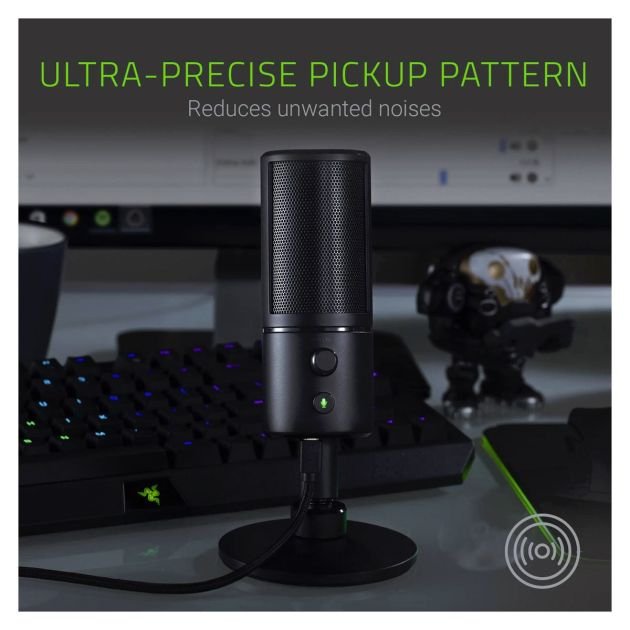 microphone-streaming-usb-razer-seiren-razer-usa-ltd---qualité-professionnelle---support-antichoc-intégré---aluminium-anodisé---noir-classique