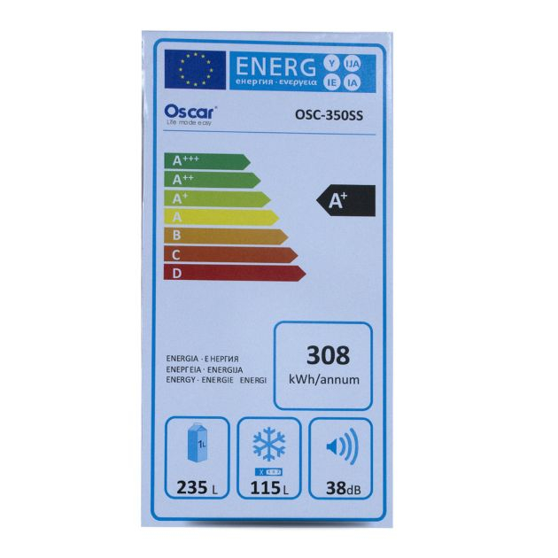 réfrigérateur-double-battant---oscar---350-litres---osc-350ss---classe-climatique-st/t---gris---garantie-6-mois