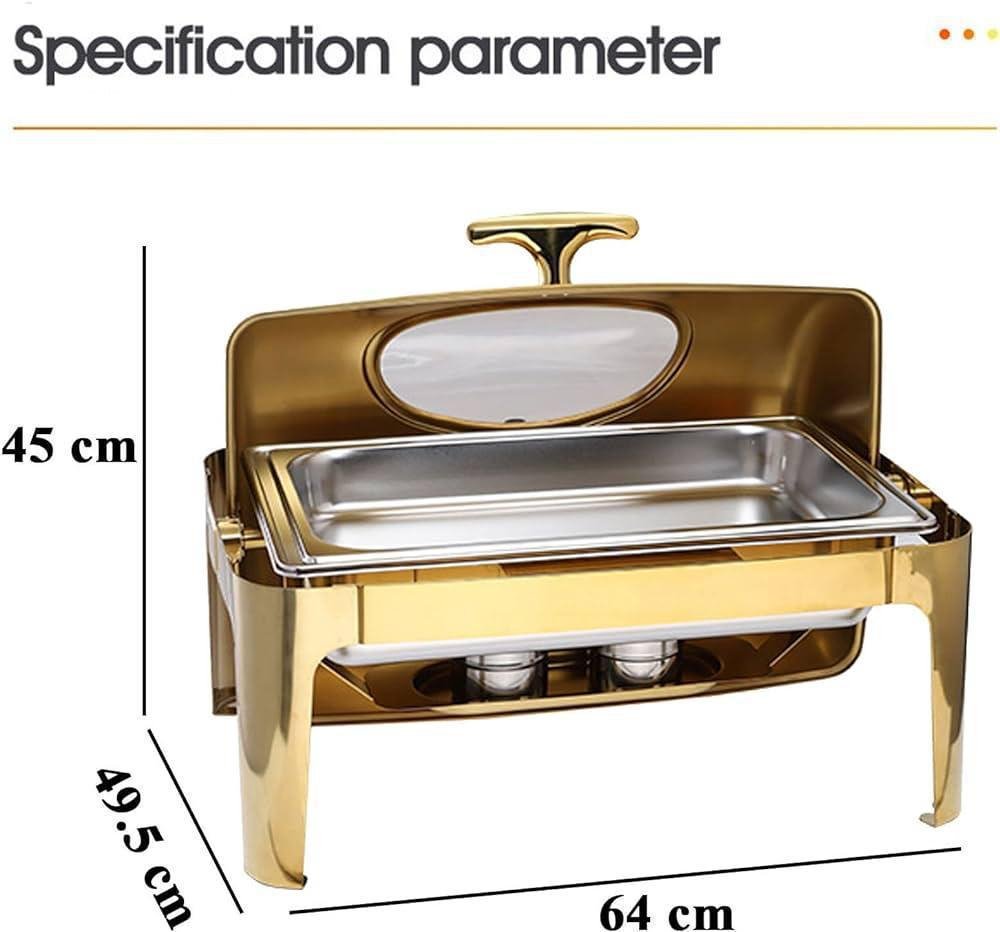 marmites-chauffante-,-chafing-rectangle-doré-avec-couvercle-transparent