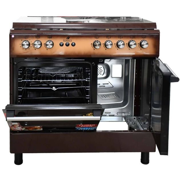 cuisinière-à-gaz-5-feux-automatique---erolux---trendy-maron---60-x-90---four-et-porte-bouteille-à-gaz---bois---garantie-06-mois